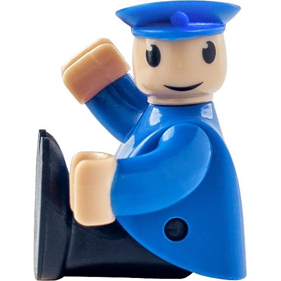 Červená lokomotiva s mašinfírou na baterie