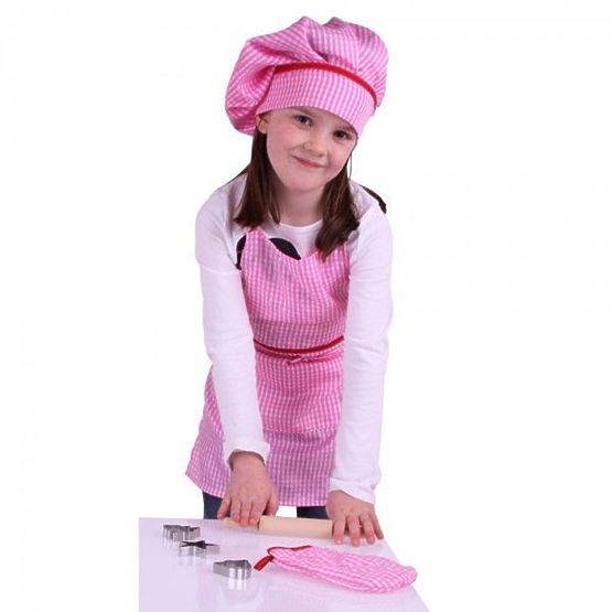 Červený kuchařský set se zástěrou