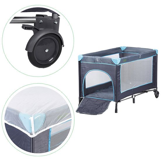 Cestování postýlka s matrací - námořnická modř