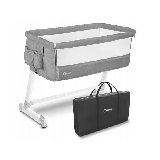 Cestovní postýlka k posteli rodičů Theo - světle šedá