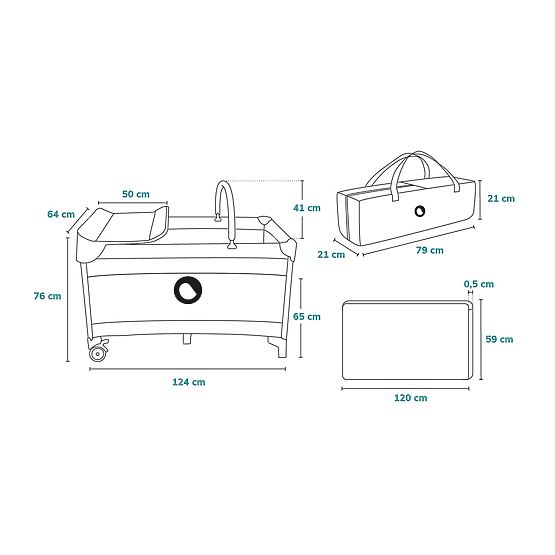 Cestovní postýlka s přebalovacím pultem - růžová 