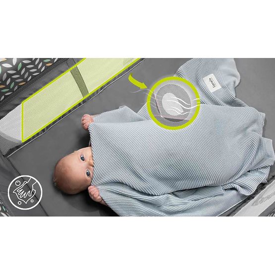 Cestovní postýlka s přebalovacím pultem - šedá