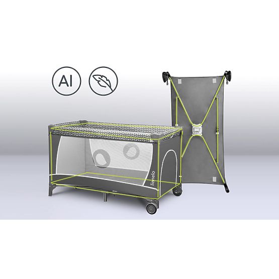 Cestovní postýlka s přebalovacím pultem - šedá