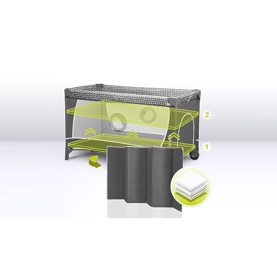 Cestovní postýlka s přebalovacím pultem - šedá