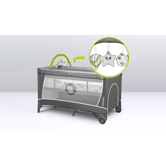 Cestovní postýlka s přebalovacím pultem - šedá