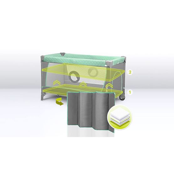 Cestovní postýlka s přebalovacím pultem - zelená 