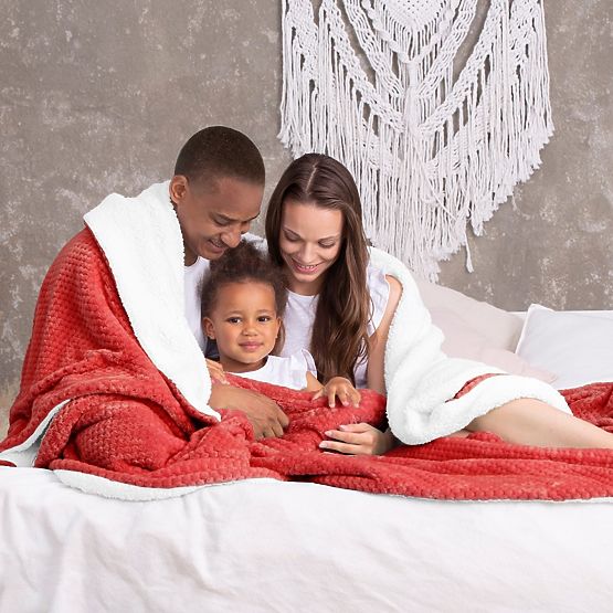 Deka SHLEEPY barva červená ražený žakár klasický styl 130x180