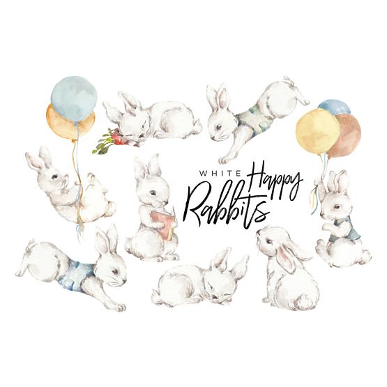 Dekorace na zeď DEKORNIK Happy rabbits white