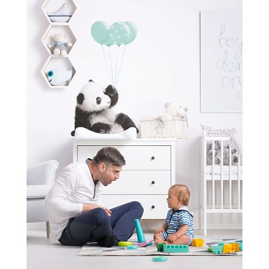 Dekorace na zeď DEKORNIK - panda s mátovými balonky