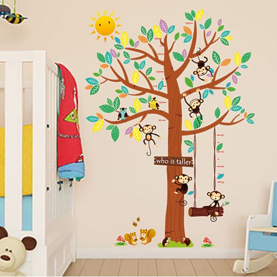 Dekorace na zeď - metr opičky na stromě