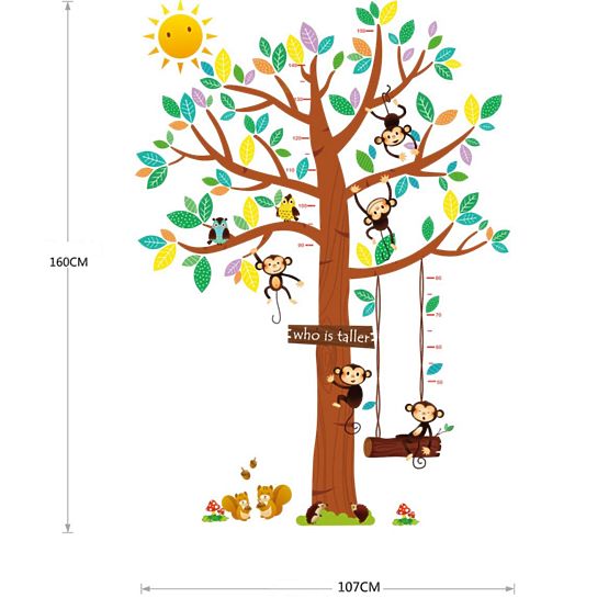 Dekorace na zeď - metr opičky na stromě