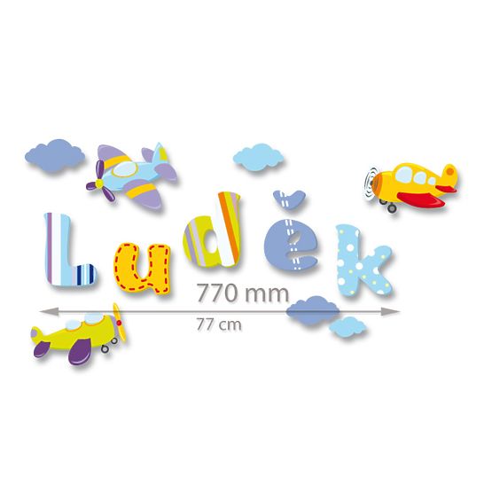 Dekorace na zeď Písmenka - Letadla