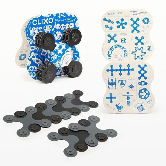 Designer Pack magnetické stavebnice Clixo, Černé