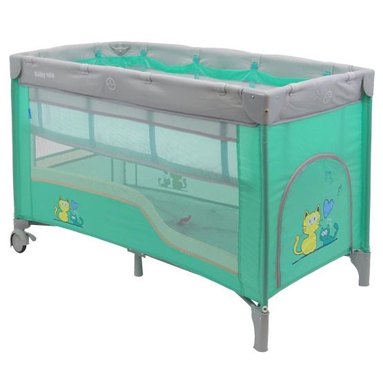Dětská cestovní postýlka Baby Mix kočky mint Zelená