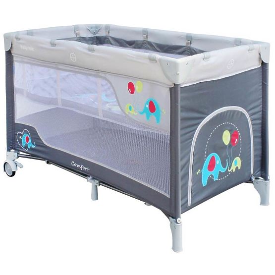 Dětská cestovní postýlka Baby Mix Sloni Dark Grey Šedá