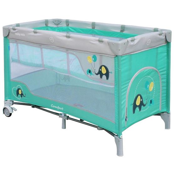 Dětská cestovní postýlka Baby Mix Sloni Mint Zelená