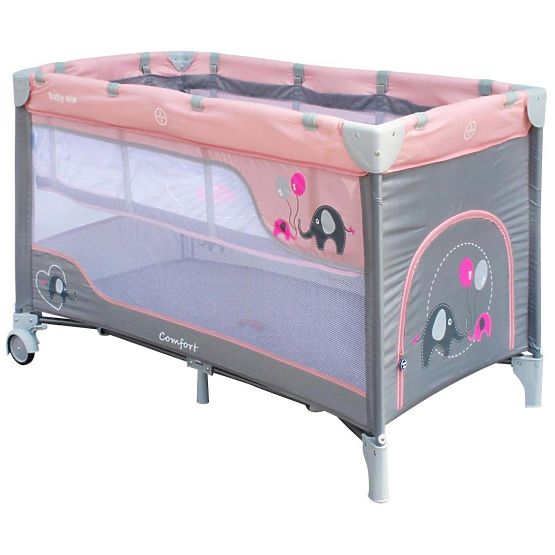 Dětská cestovní postýlka Baby Mix Sloni Pink Růžová