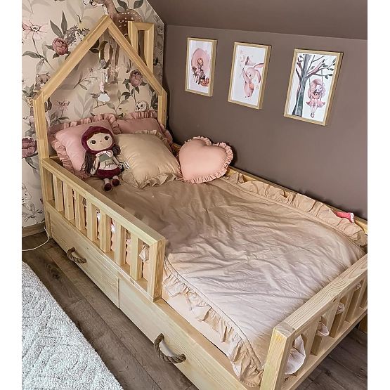 Dětská domečková postel SCANDI - přírodní