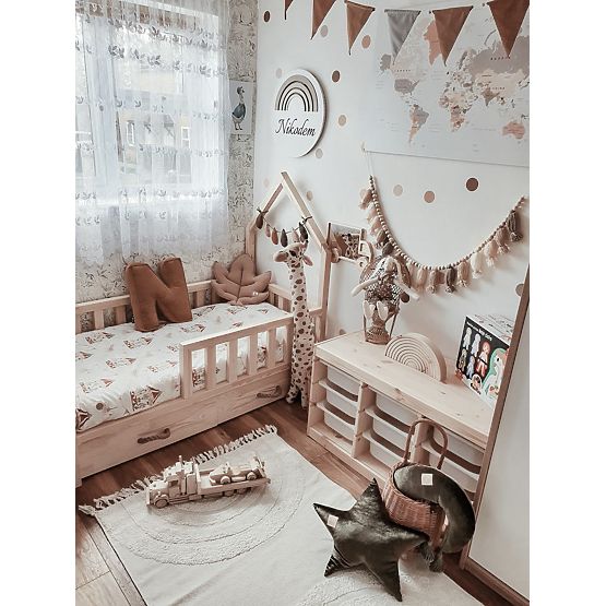 Dětská domečková postel SCANDI - přírodní