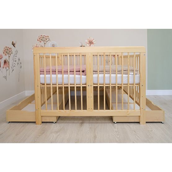 Dětská dřevěná postýlka pro dvojčata Ourbaby Twinny - přírodní