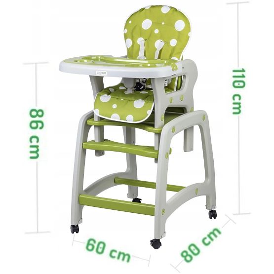 Dětská jídelní židlička 3v1 - zelená