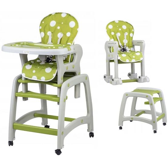 Dětská jídelní židlička 3v1 - zelená