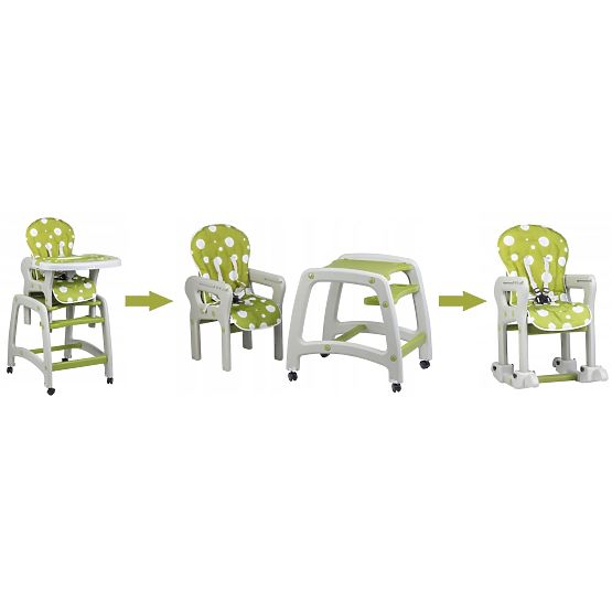 Dětská jídelní židlička 3v1 - zelená