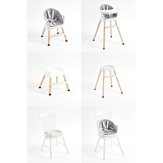 Dětská jídelní židlička 6v1 s prošívaným potahem a šedým tácem ECOTOYS