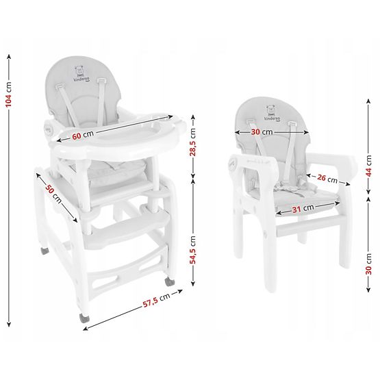Dětská jídelní židlička Kinder - šedá