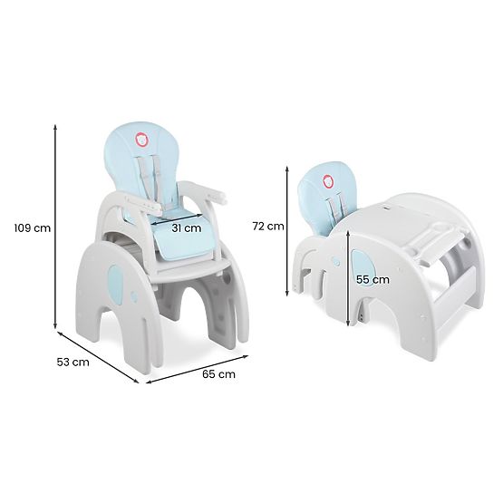 Dětská jídelní židlička LIONELO Eli modrá