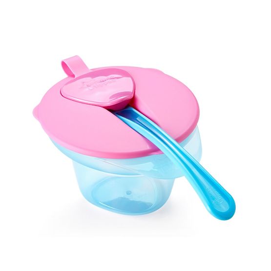 Dětská miska s trojúhelníkovým dnem a lžičkou Tomme Tippee růžová
