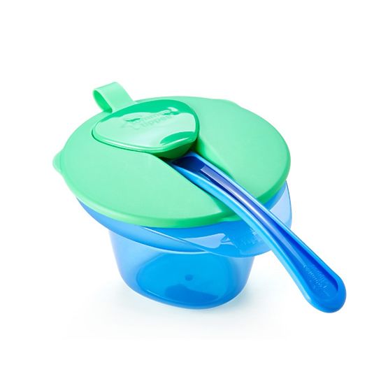 Dětská miska s trojúhelníkovým dnem a lžičkou Tomme Tippee zelená
