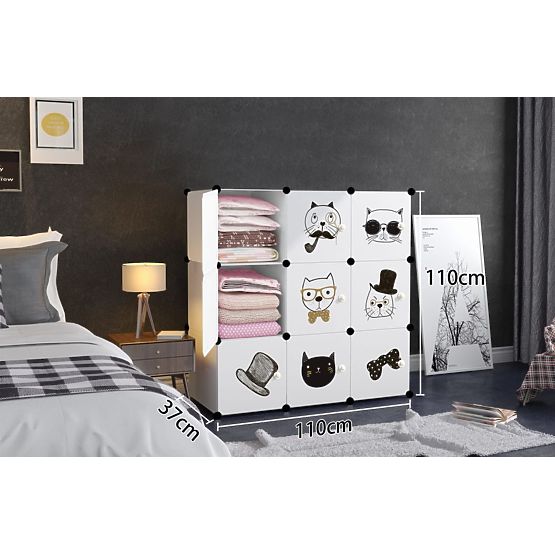 Dětská modulární skříňka regál pro děti 9x - kočky