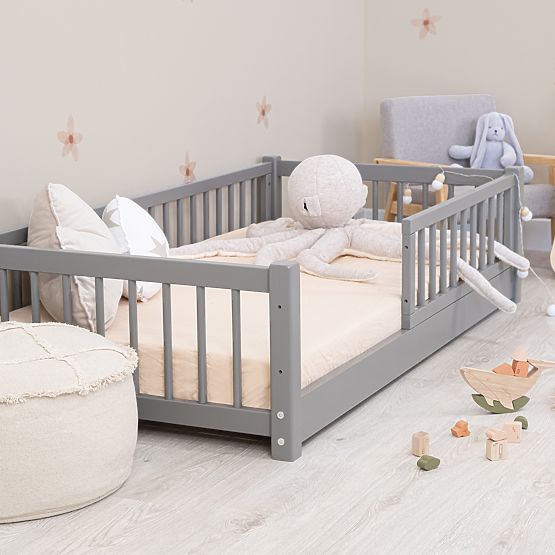 Dětská nízká postel Montessori Ourbaby - šedá