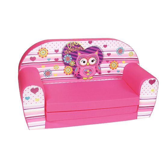 Dětská pohovka Owl - růžová