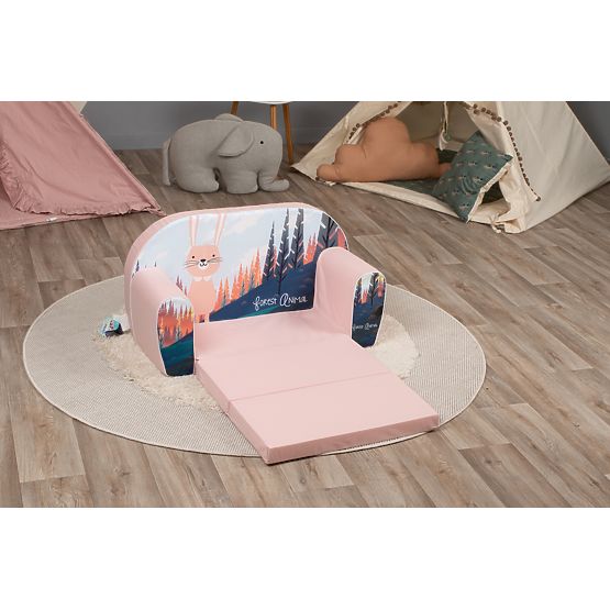 Dětská pohovka Zajíc v lese - růžová