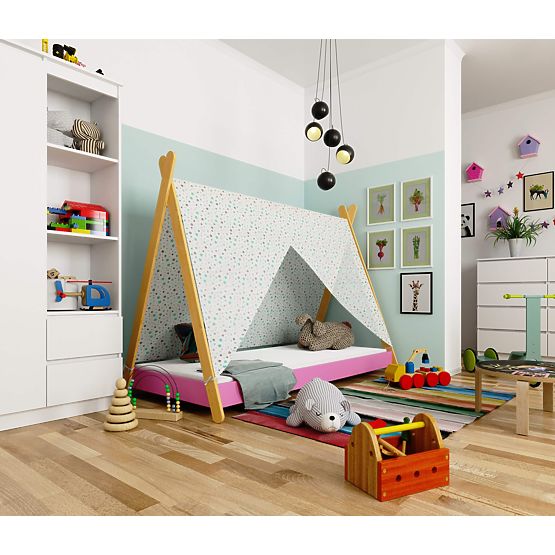 Dětská postel 160x80 GEM s matrací růžová