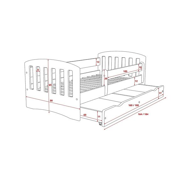 Dětská postel Classic - bukový dekor