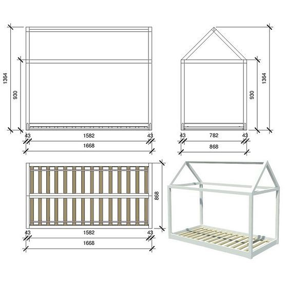 Dětská postel domeček - různé barvy