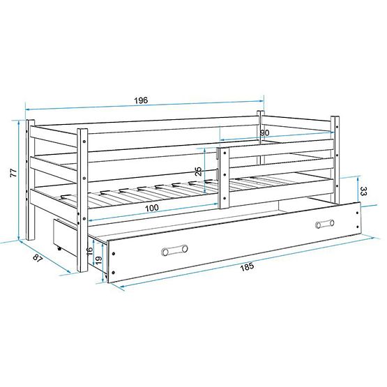 Dětská postel Erik - přírodní-šedá