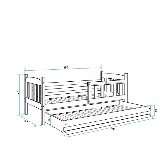 Dětská postel Exclusive s přistýlkou přírodní bílý detail