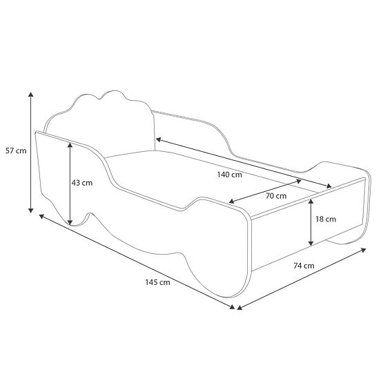 Dětská postel Kočár 140x70 s matrací