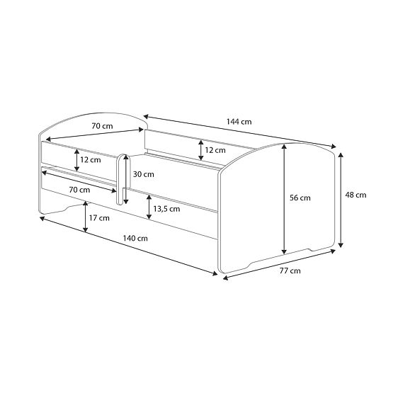Dětská postel MAX s šuplíkem a zábranou 140x70