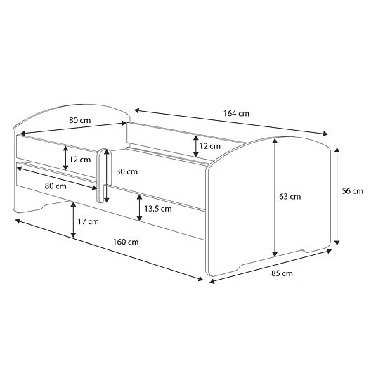 Dětská postel MAX s šuplíkem a zábranou 160x80