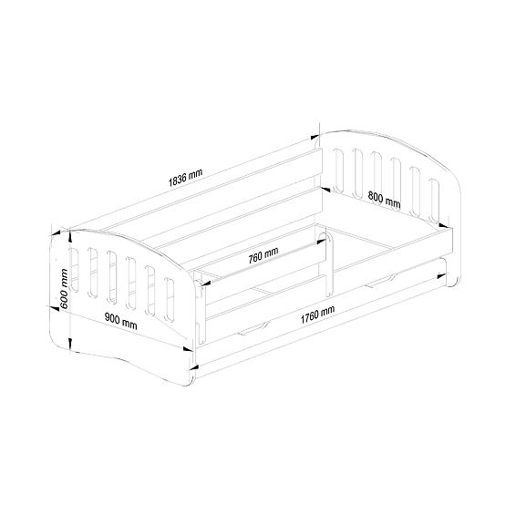 Dětská postel PLAY 180x80 Růžová + Matrace