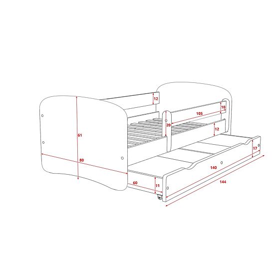 Dětská postel s bariérou Ourbaby - bukovo-bílá