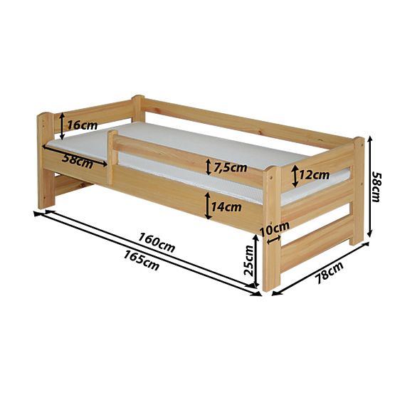 Dětská postel Woody se zábranou - olše