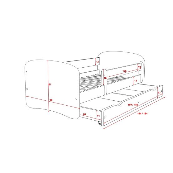 Dětská postel se zábranou Ourbaby - Hasičské auto - buk