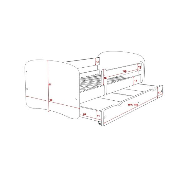  Dětská postel se zábranou - Superhrdinové - zelená