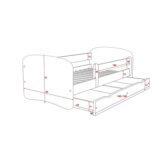 Dětská postel se zábranou Ourbaby - Tanečnice - bílá